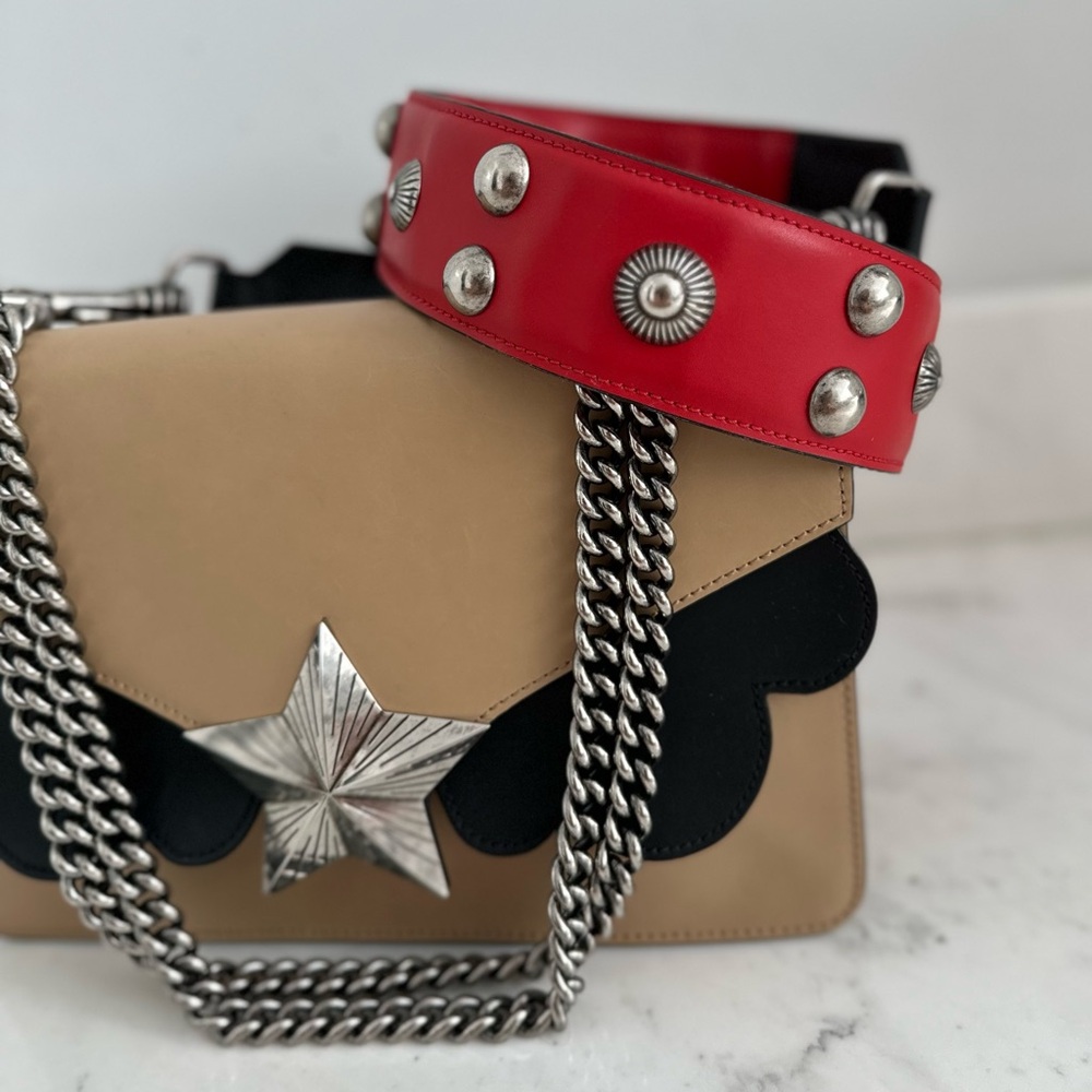 Les Jeunes Etoiles - Vega Medium Leather Bag and Red Shoulder Strap LIKE NEW